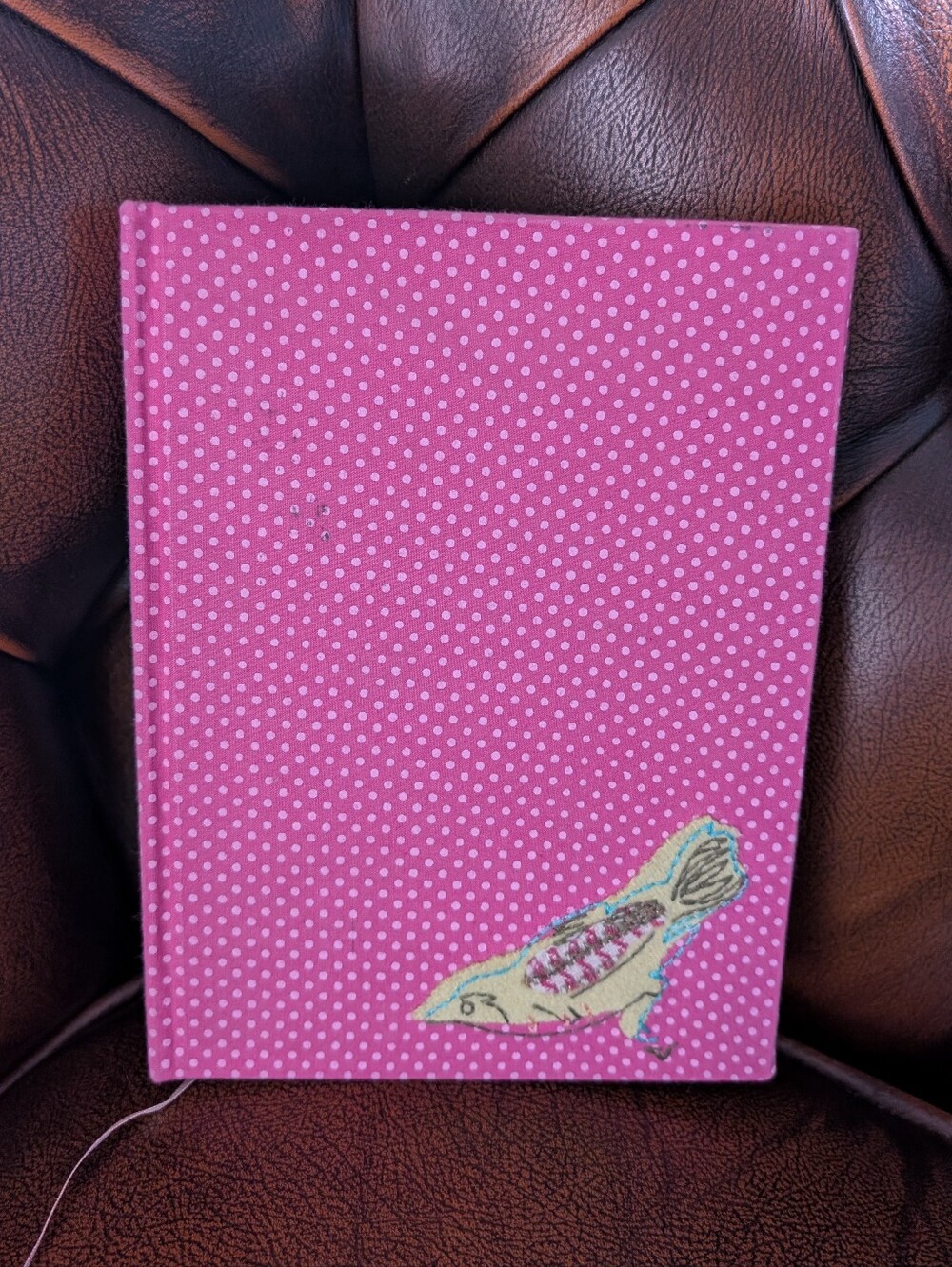 Vintage Anthroplogie Pink Polka Dot Birdie Notebook